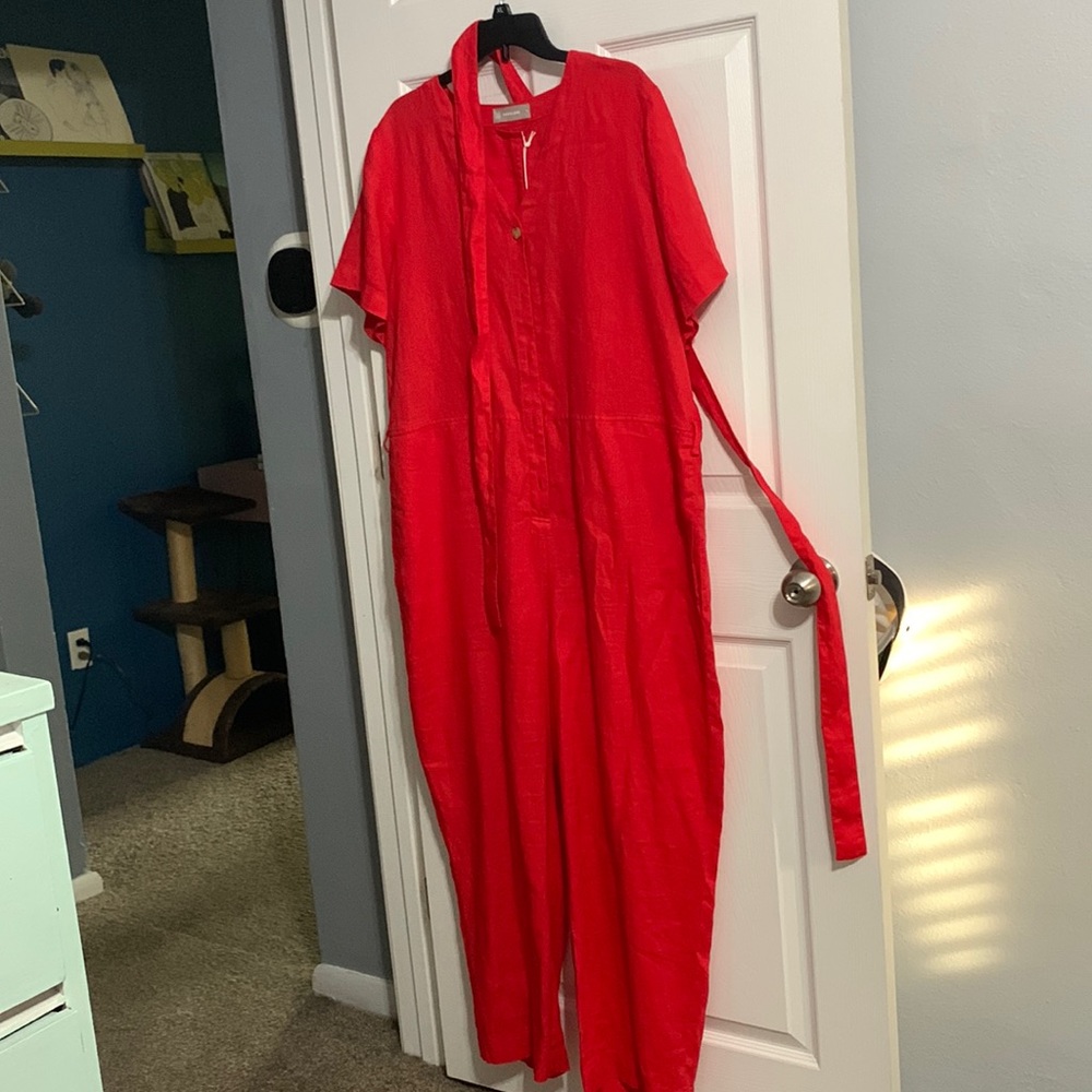 Everlane Red Short-Sleeve Jumpsuit